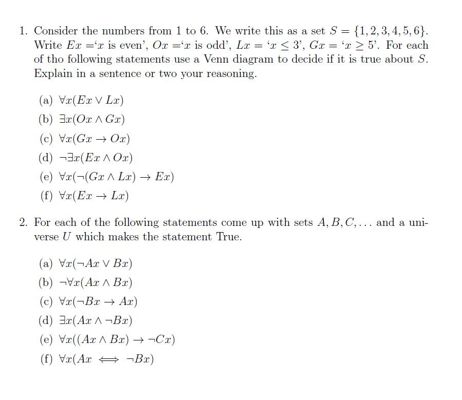 Solved 1 Consider The Numbers From 1 To 6 We Write This Chegg Com