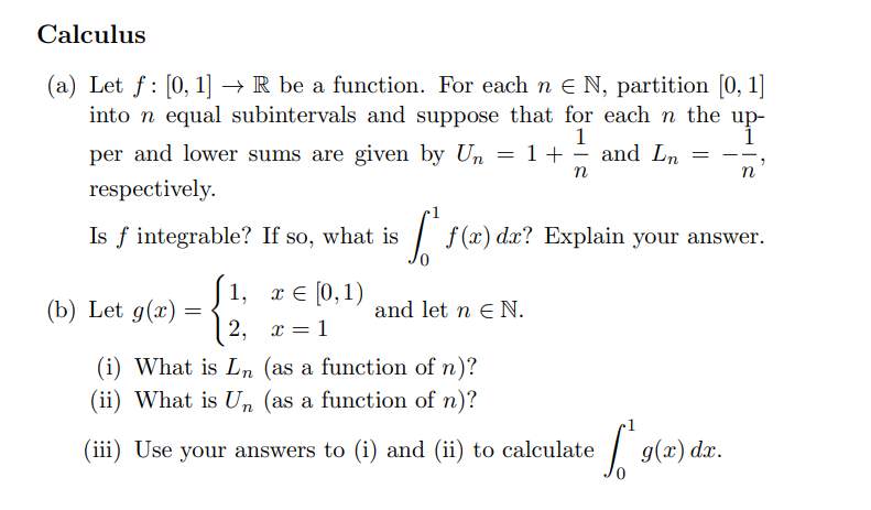 Solved Calculus A Let F [0 1] → R Be A Function For