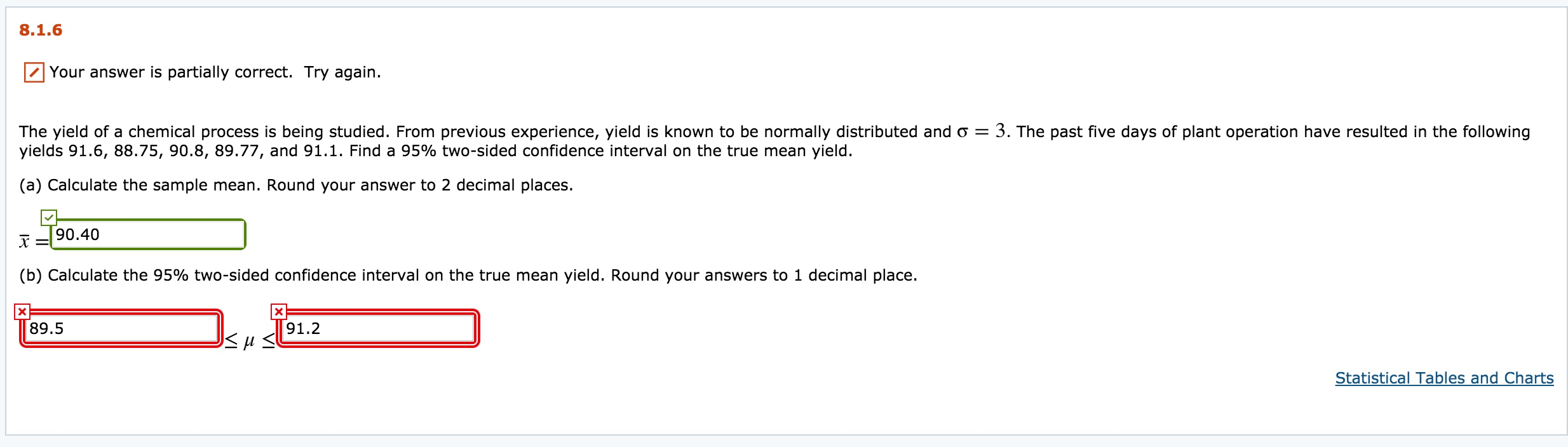 Solved 8.1.6 Your answer is partially correct. Try again.