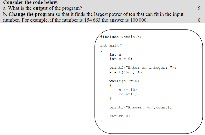 Solved 9 Consider the code below. a. What is the output of | Chegg.com