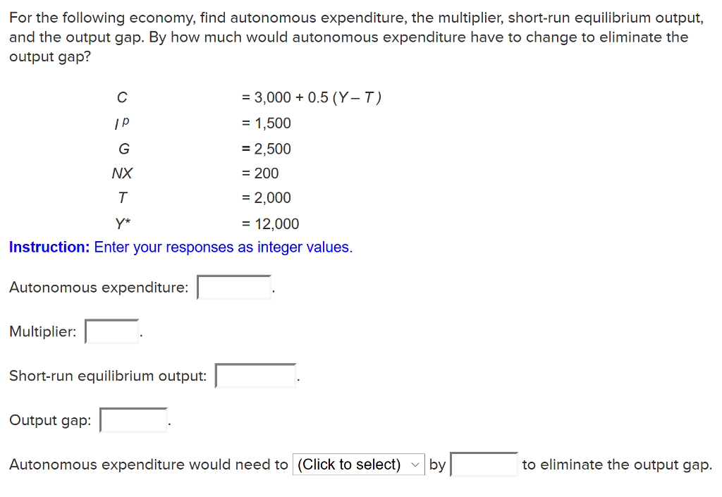 Solved For The Following Economy, Find Autonomous | Chegg.com