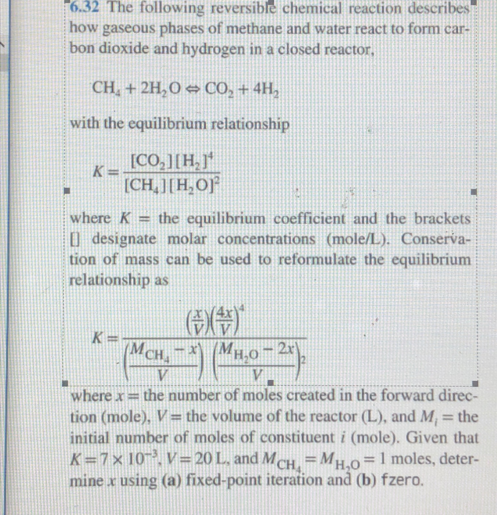 Solved 6.32 The following reversible chemical reaction | Chegg.com