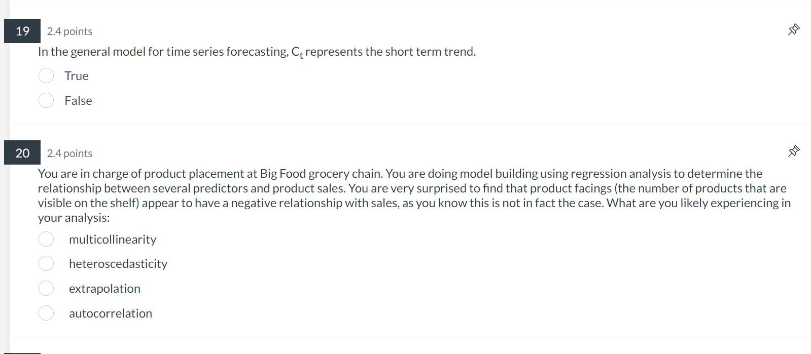 Solved 2.4 points In the general model for time series | Chegg.com