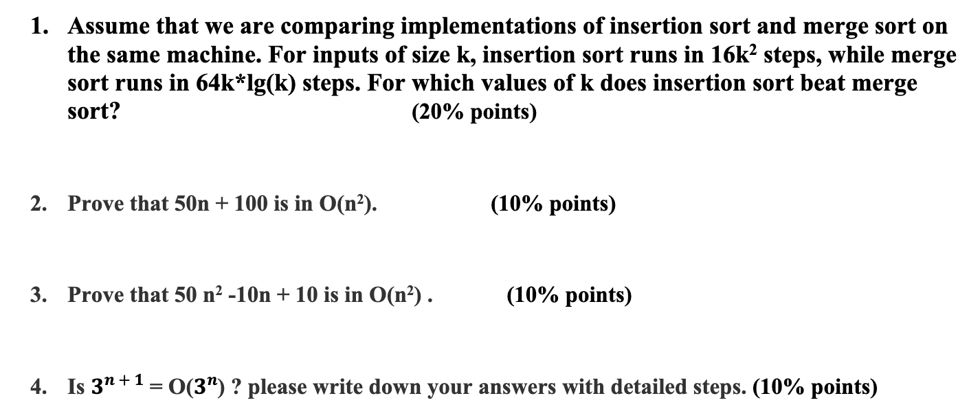 Solved 1. Assume that we are comparing implementations of | Chegg.com