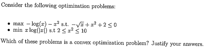 Solved Consider the following optimization problems: • max – | Chegg.com