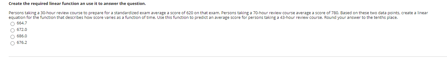 Solved Create the required linear function an use it to | Chegg.com