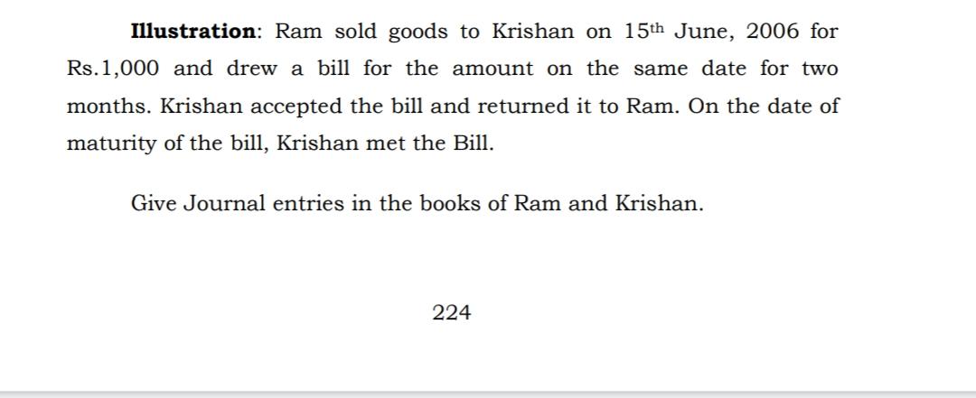 Solved Illustration: Ram sold goods to Krishan on 15th June