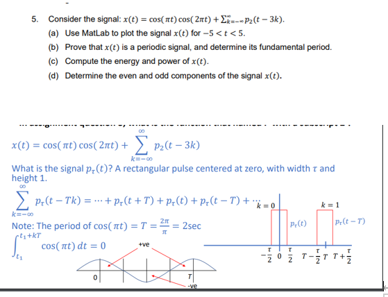 Solved 5 Consider The Signal X T Cos At Cos 2nt