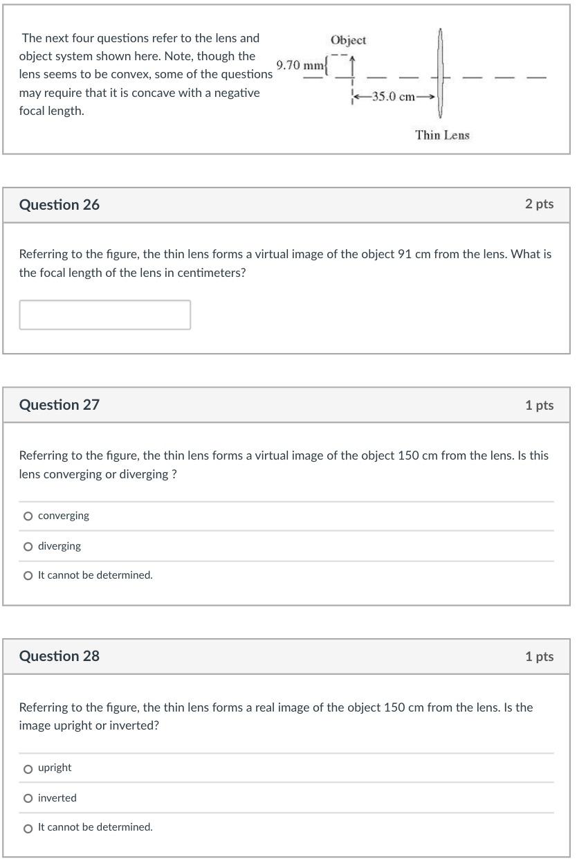 Solved Object 9.70 mm The next four questions refer to the | Chegg.com