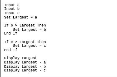 Solved Input A Input B Input C Set Largest = A If B Largest | Chegg.com