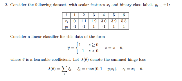 2. Consider the following dataset, with scalar | Chegg.com