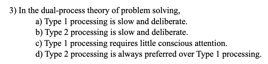 in the dual process theory of problem solving