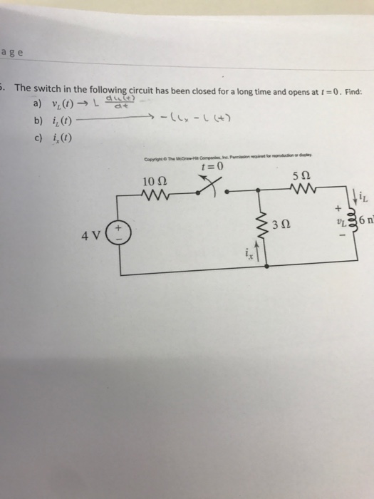 Solved The switch in the following circuit has been closed | Chegg.com