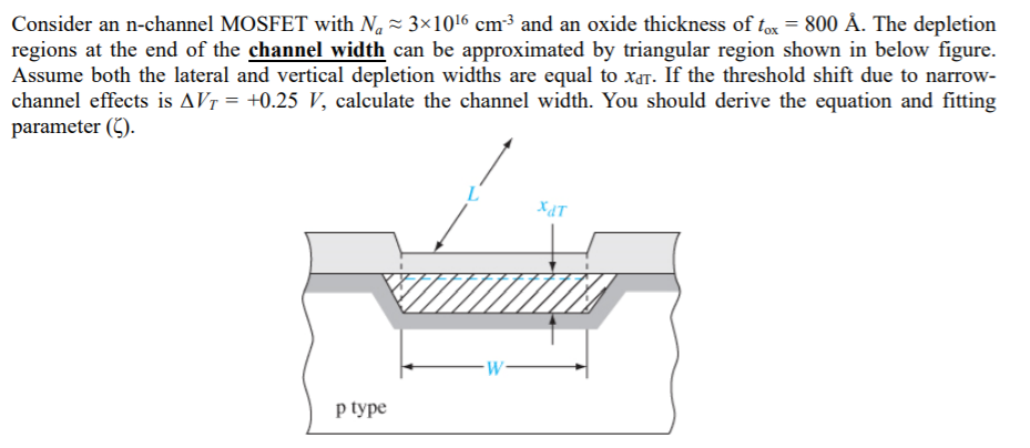 Solved Consider an n-channel MOSFET with N, - 3x1016 cm3 and | Chegg.com