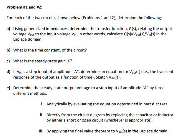 Solved Problem #1 and #2: For each of the two circuits shown | Chegg.com