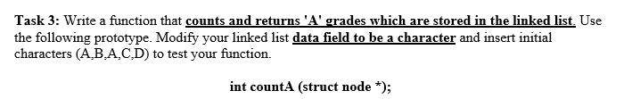 Solved Q : Write a function that counts and returns 'A' | Chegg.com