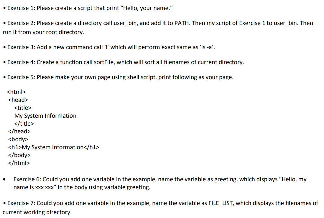 Solved • Exercise 1: Please create a script that print | Chegg.com