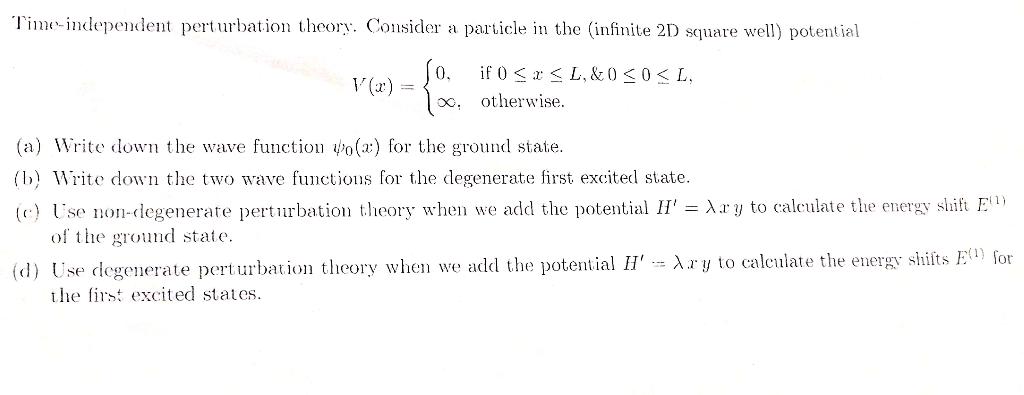 Solved Time-independent Perturbation Theory. Consider A | Chegg.com