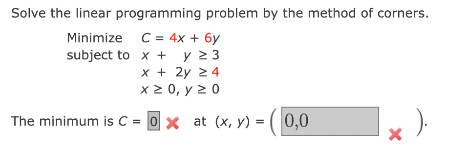 Solved Solve the linear programming problem by the method of | Chegg.com