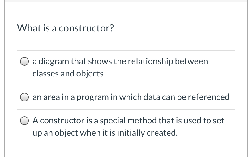 Solved What is a constructor? O a diagram that shows the | Chegg.com