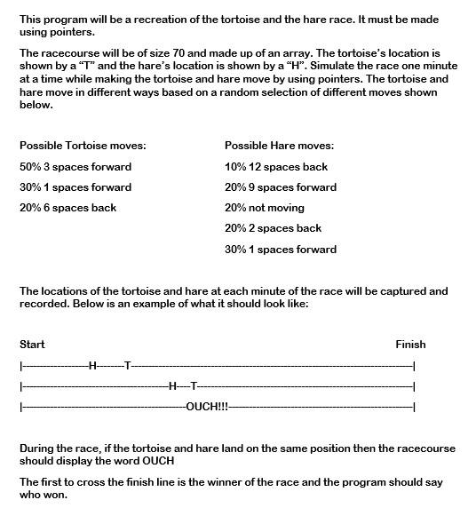 Solved This program will be a recreation of the tortoise and | Chegg.com