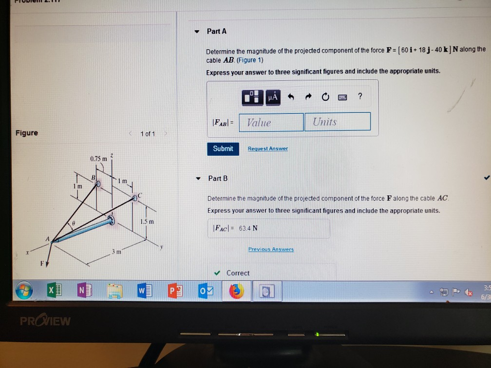 Solved Part A Determine The Magnitude Of The Projected | Chegg.com