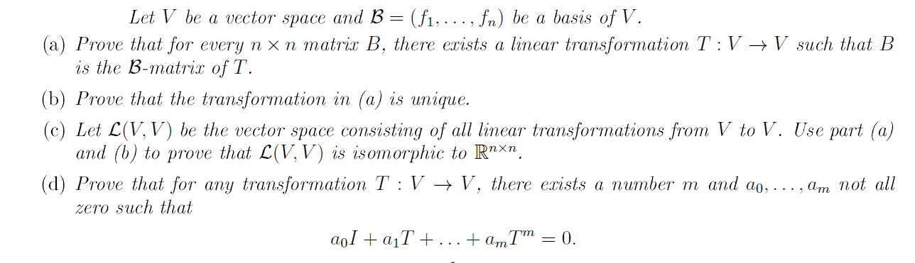 Solved Let V Be A Vector Space And B = ($1, ..., Fn) Be A | Chegg.com