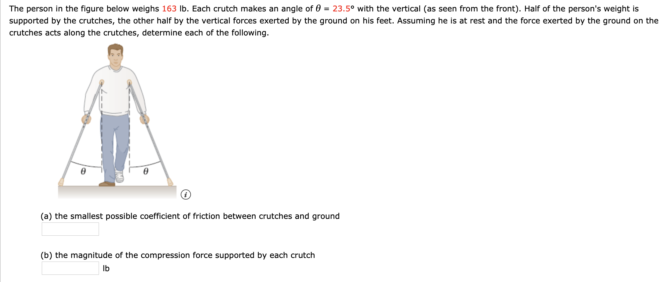 Solved The person in the figure below weighs 163 lb. Each | Chegg.com