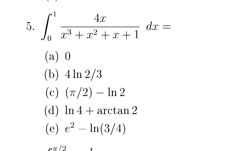 Solved 4 X Dx Jo X3 X2 X 1 A 0 B 4 In 2 3 C Chegg Com