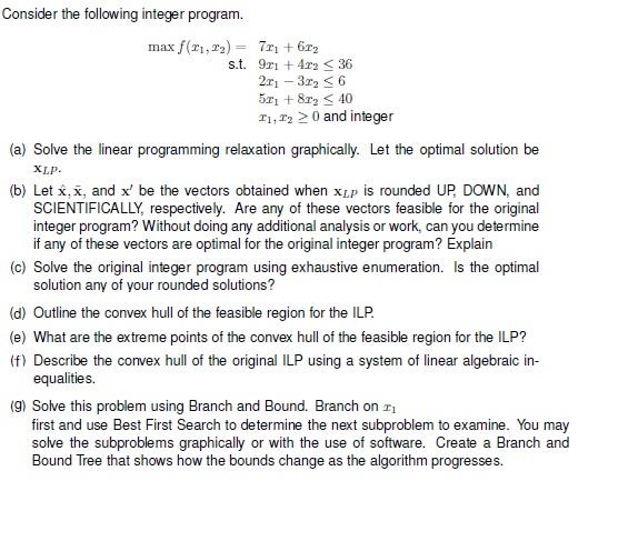 Solved Consider the following integer program. max f($1,29) | Chegg.com