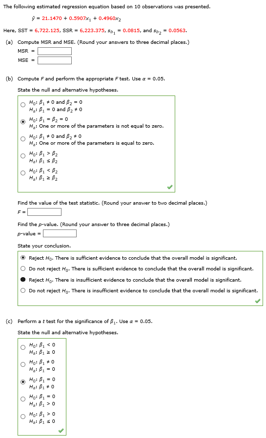 Solved The following estimated regression equation based on | Chegg.com