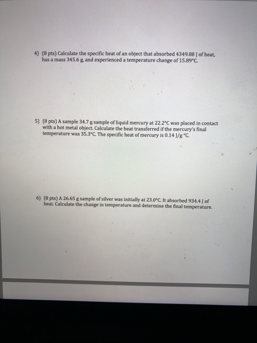 Solved (4 Pts) Calculate The Change In The Internal Energy | Chegg.com