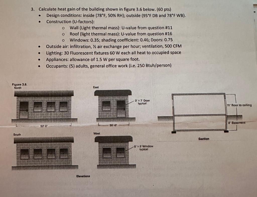 Calculate heat gain of the building shown in figure | Chegg.com