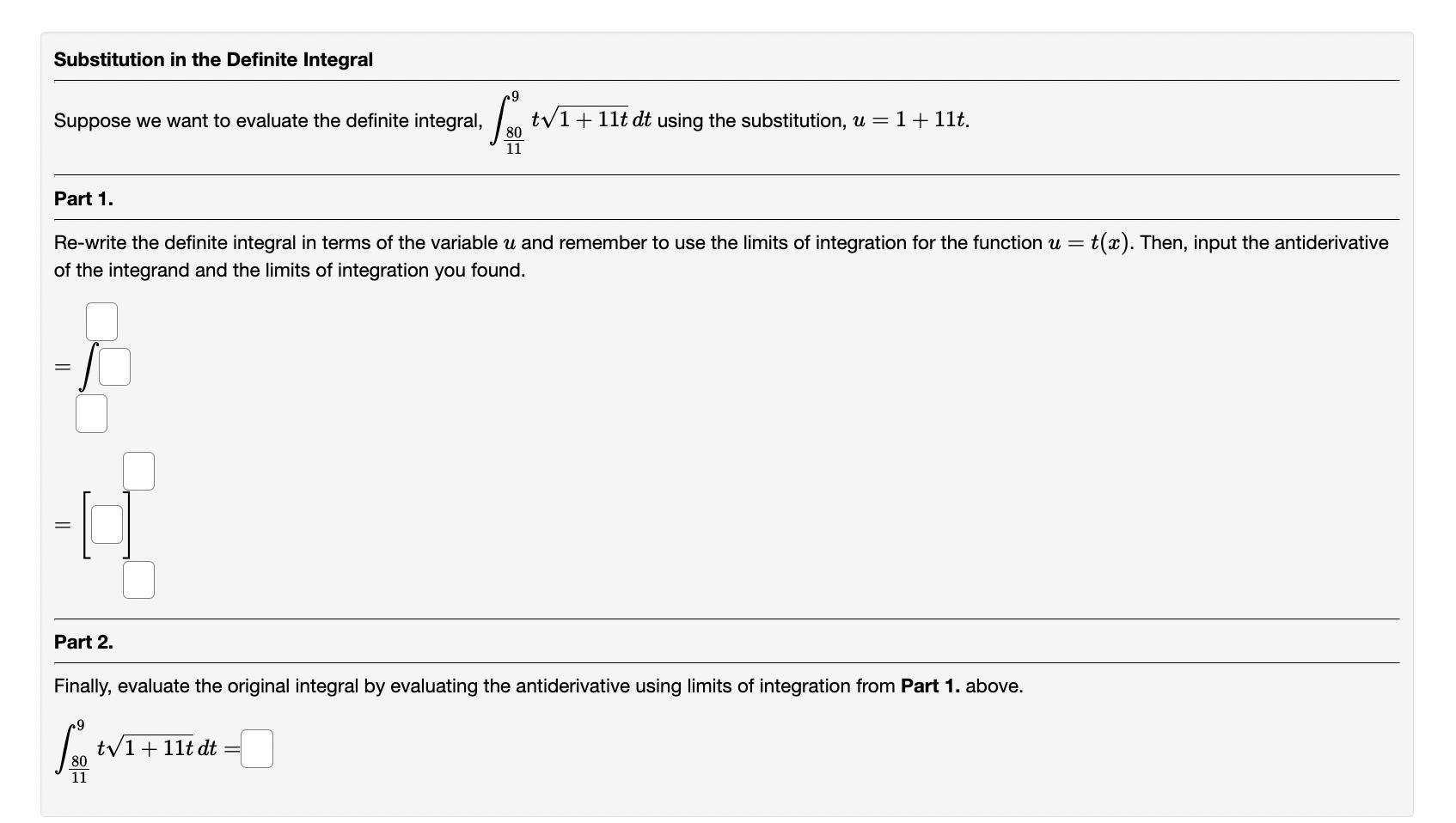 integral substitution of variables