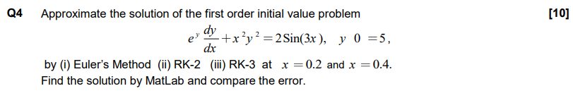Solved 24 Approximate the solution of the first order | Chegg.com