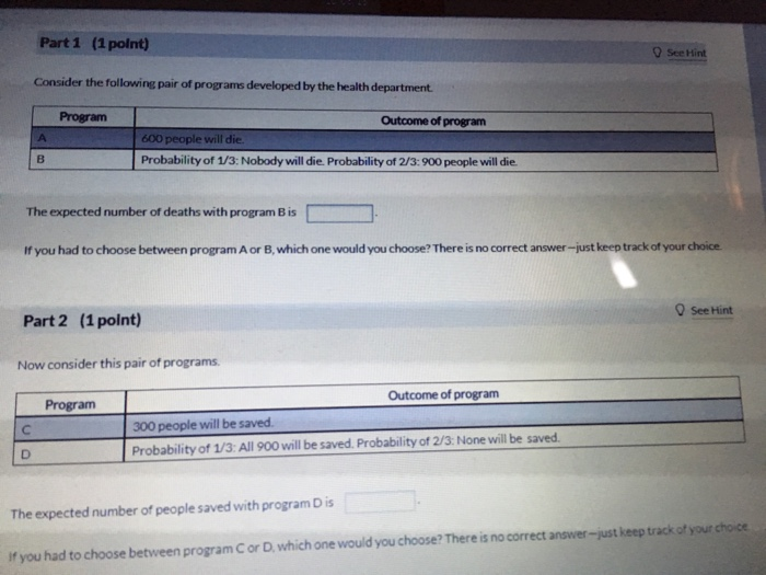 Solved Part 1 (1 polnt) O See Hint Consider the following | Chegg.com