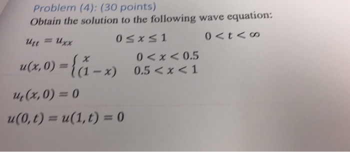 Solved Obtain The Solution To The Following Wave Equation: | Chegg.com