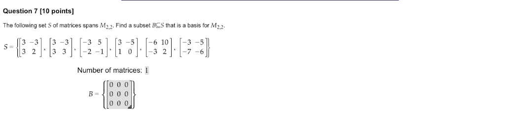 Solved Question 7 [10 points] The following set S of | Chegg.com