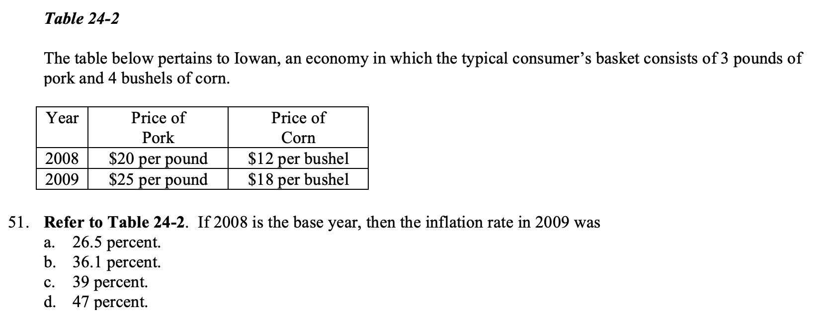 Solved Table 242 The table below pertains to Iowan, an