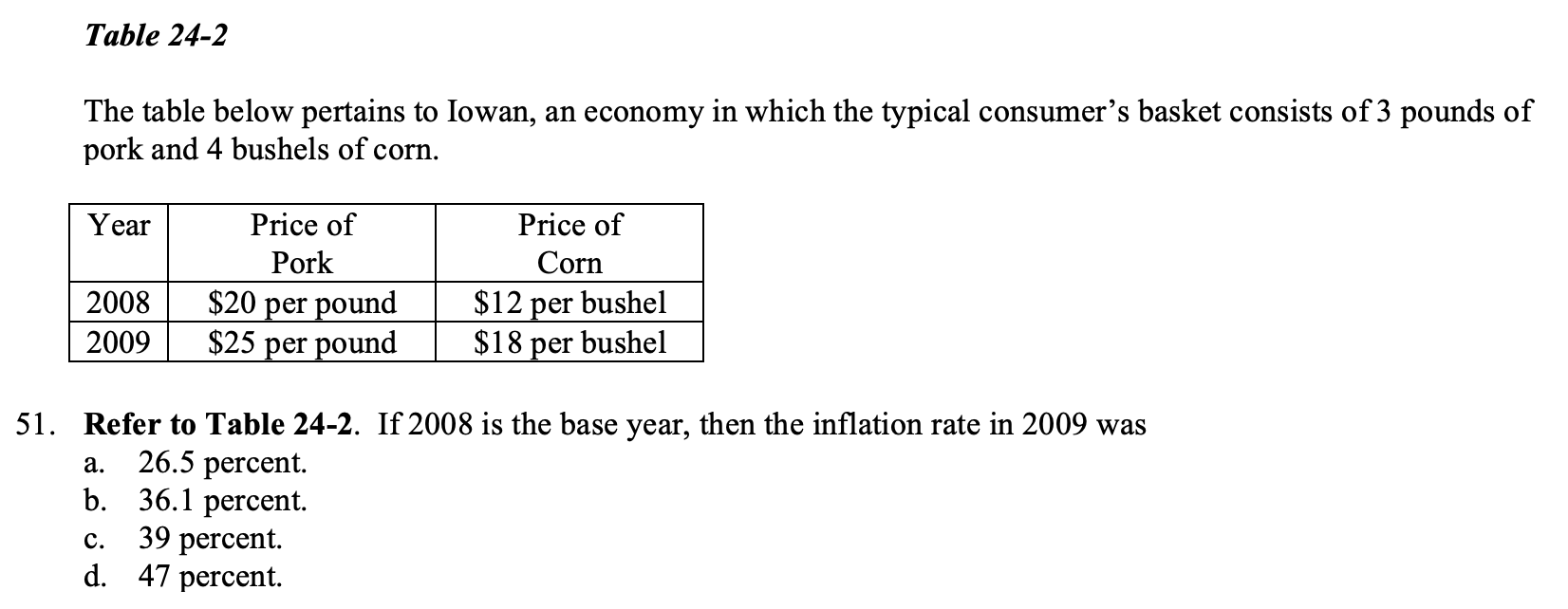 Solved Table 24-2 The Table Below Pertains To Iowan, An | Chegg.com