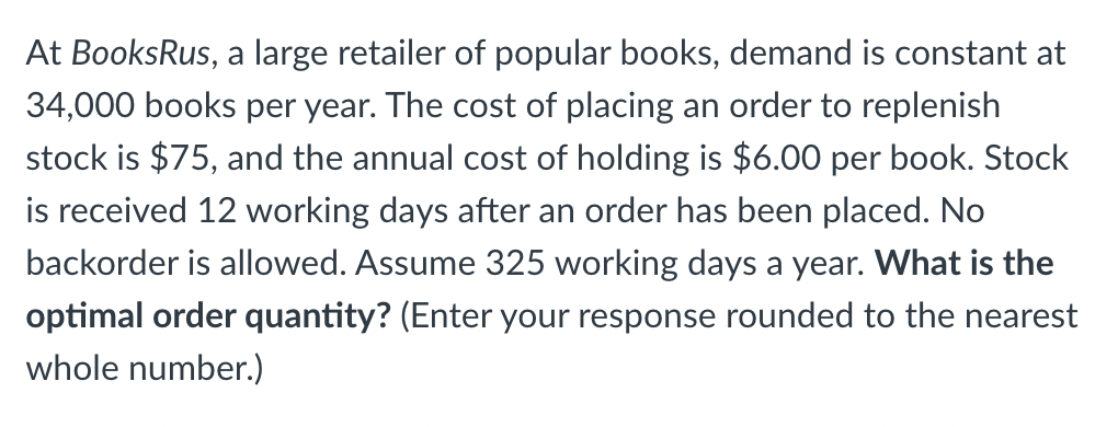 Solved At BooksRus, a large retailer of popular books, | Chegg.com