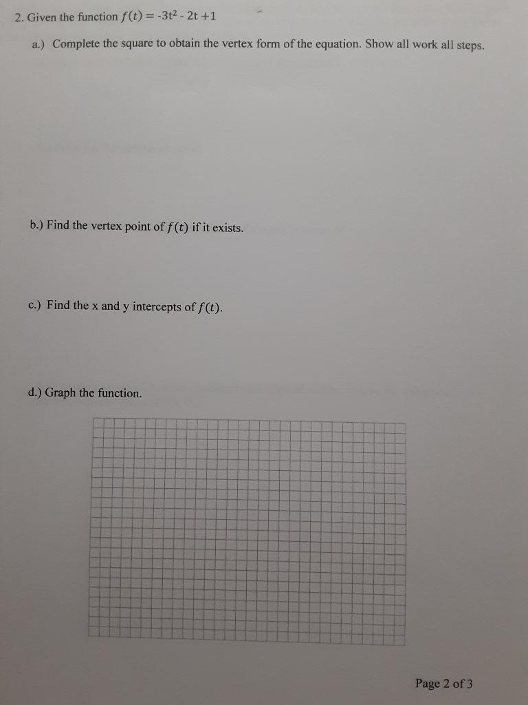 h t )=- 5t 2 30t in vertex form