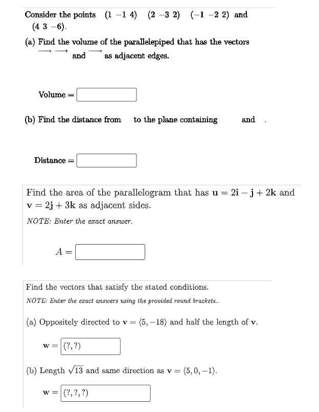 Solved Consider The Points (1 -1 4) (2 -3 2) (-1 -2 2) And | Chegg.com