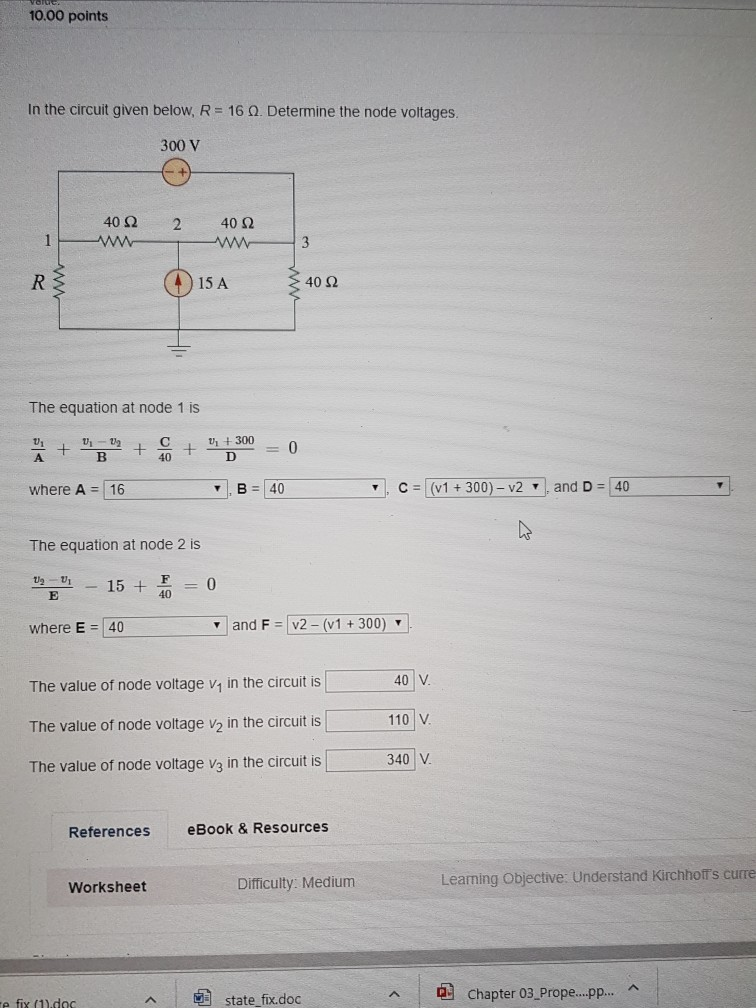 Solved 10.00 points In the circuit given below, R =16 Q. | Chegg.com
