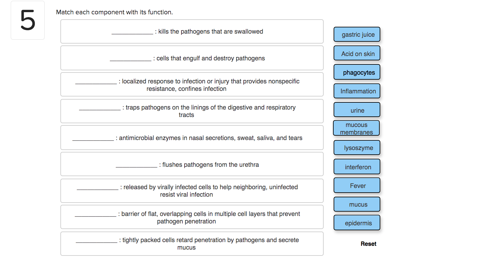 question-match-each-component-with-its-function-5-kills-the