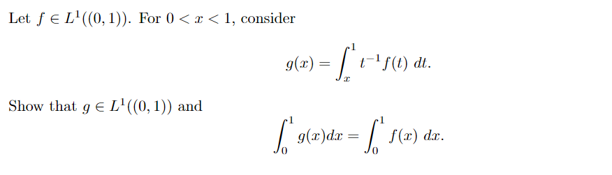 Let f∈L1((0,1)). For 0 | Chegg.com