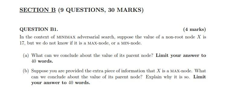 Solved SECTION B (9 QUESTIONS, 30 MARKS) QUESTION B1. (4 | Chegg.com