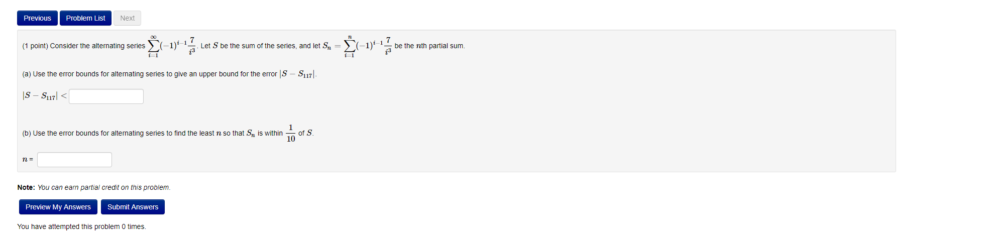 Solved Previous Problem List Next (1 point) Consider the | Chegg.com