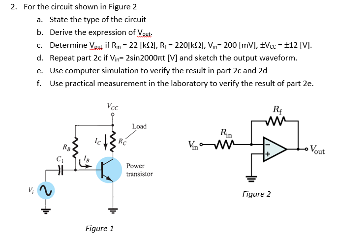 Solved 2. For the circuit shown in Figure 2 a. State the | Chegg.com