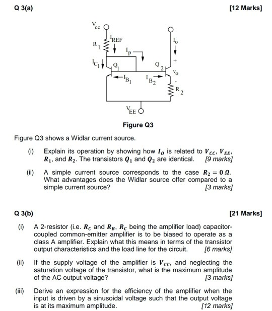 Solved Q3(a) [12 Marks] VccQ 149 VEE O Figure Q3 Figure Q3 | Chegg.com